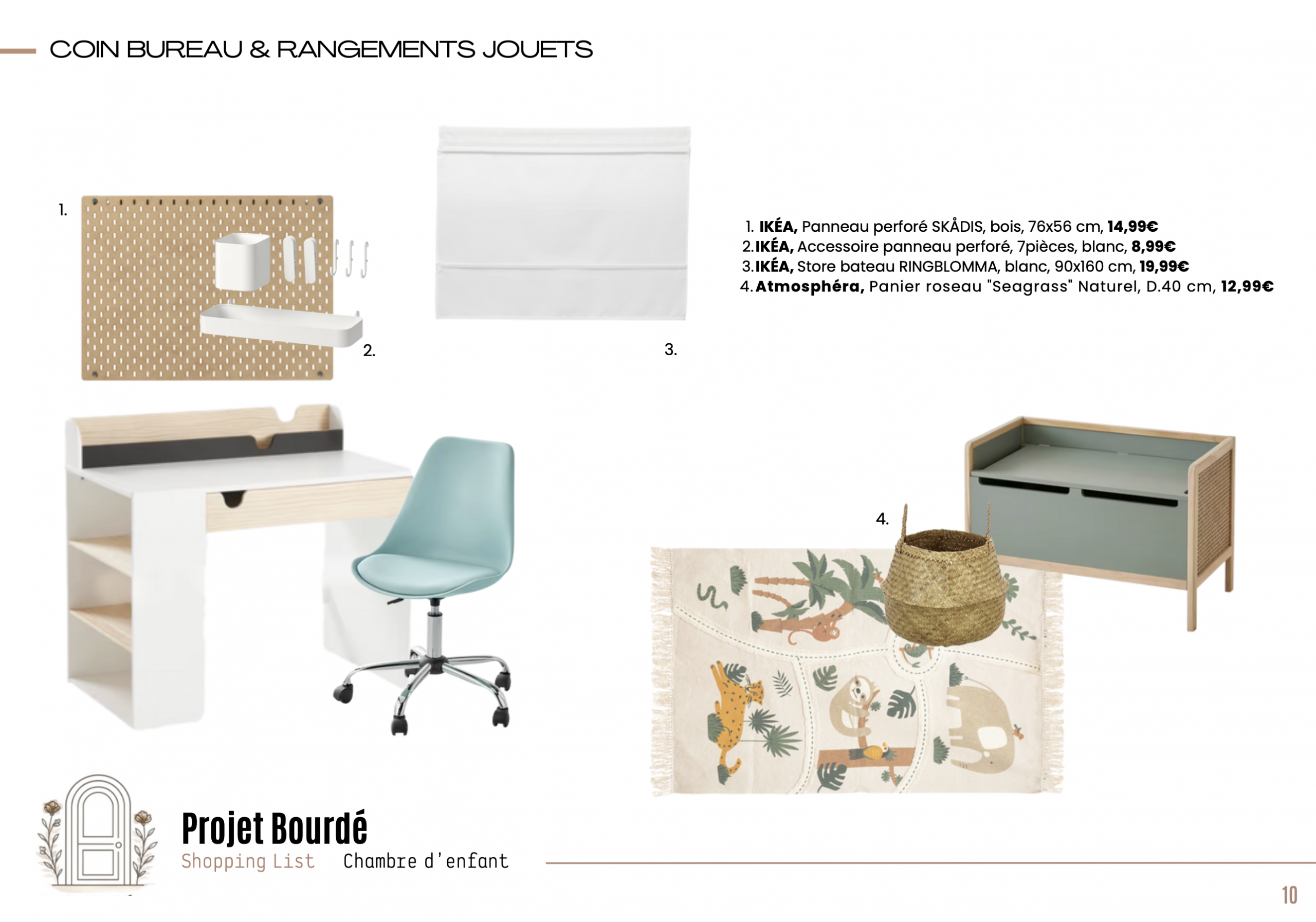 shopping list bureau enfant