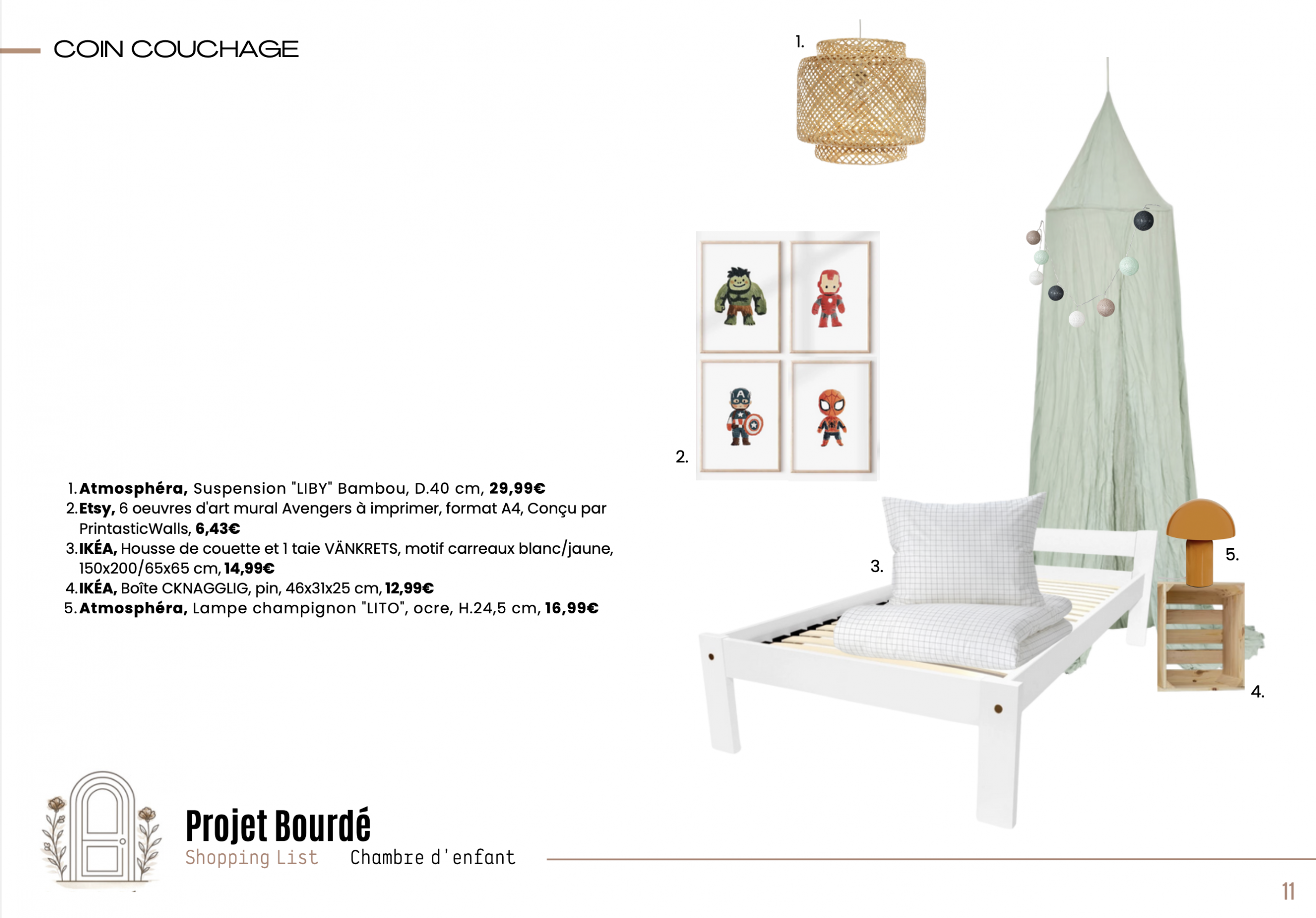 shopping list chambre enfant