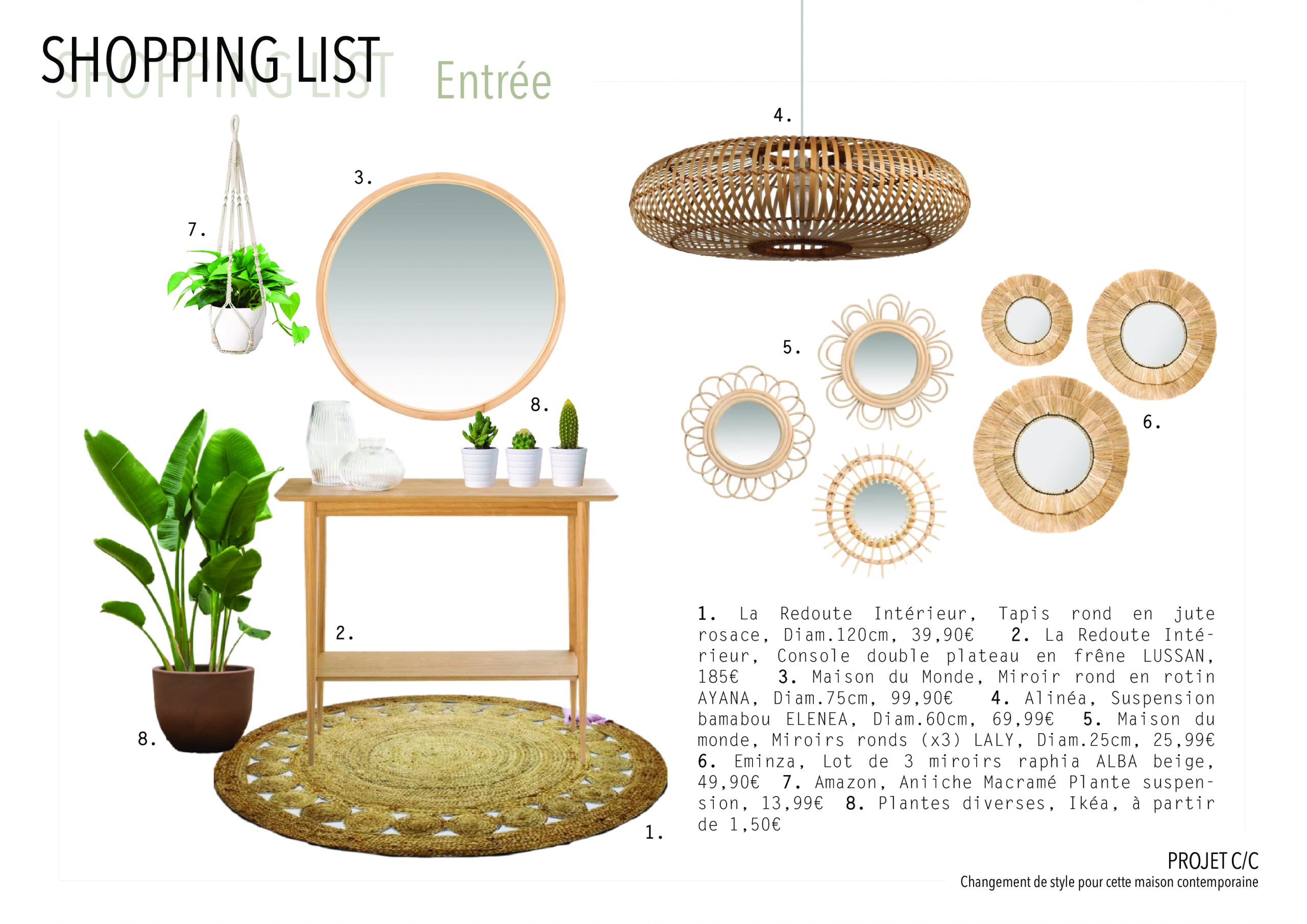 shopping list entrée